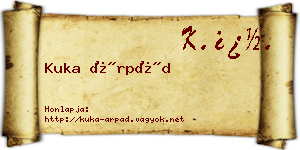 Kuka Árpád névjegykártya
